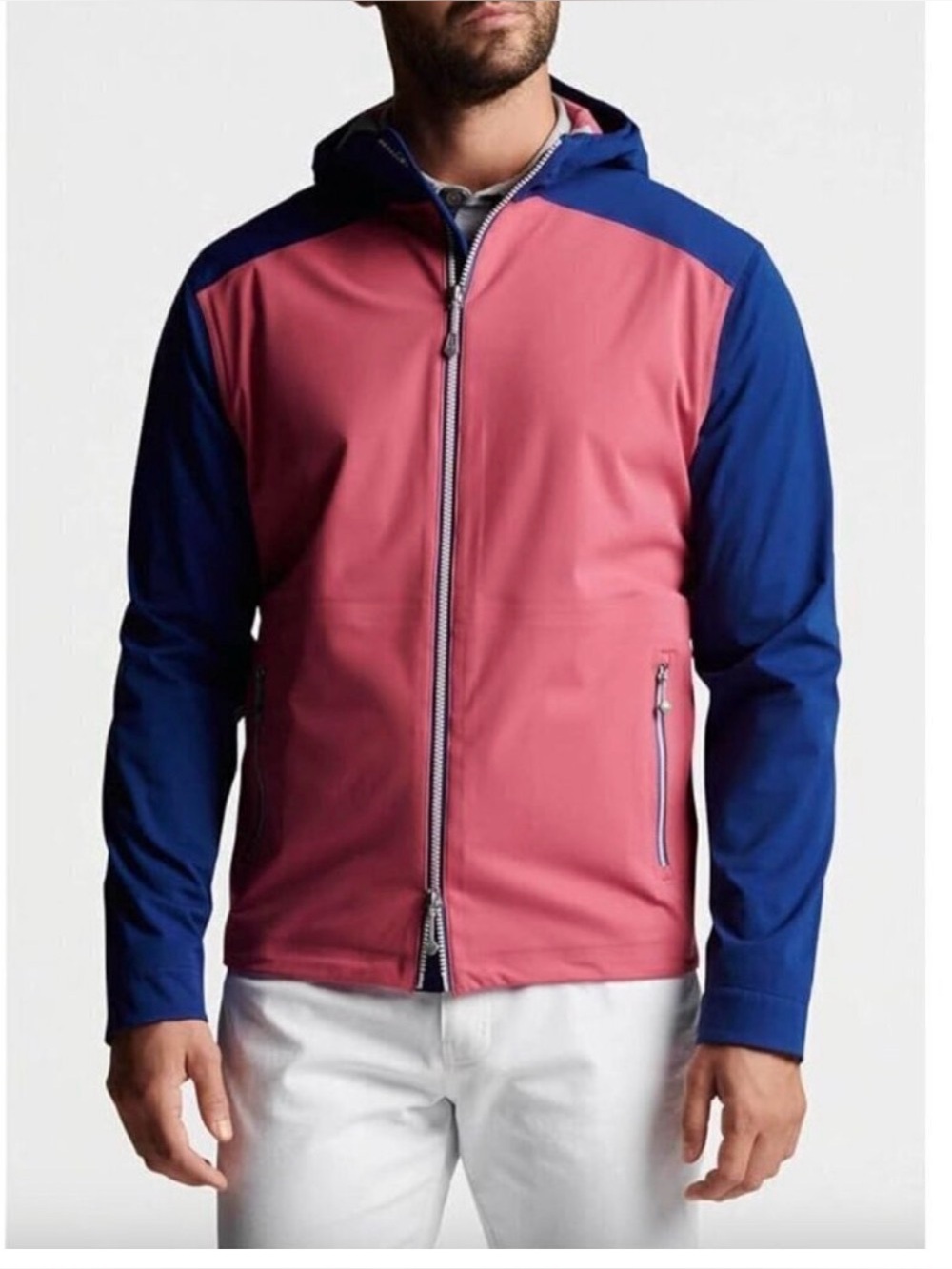 Peter Millar Crown Sport Hyperlight Link Navy & Cape Red 3L Waterproof Jacket M